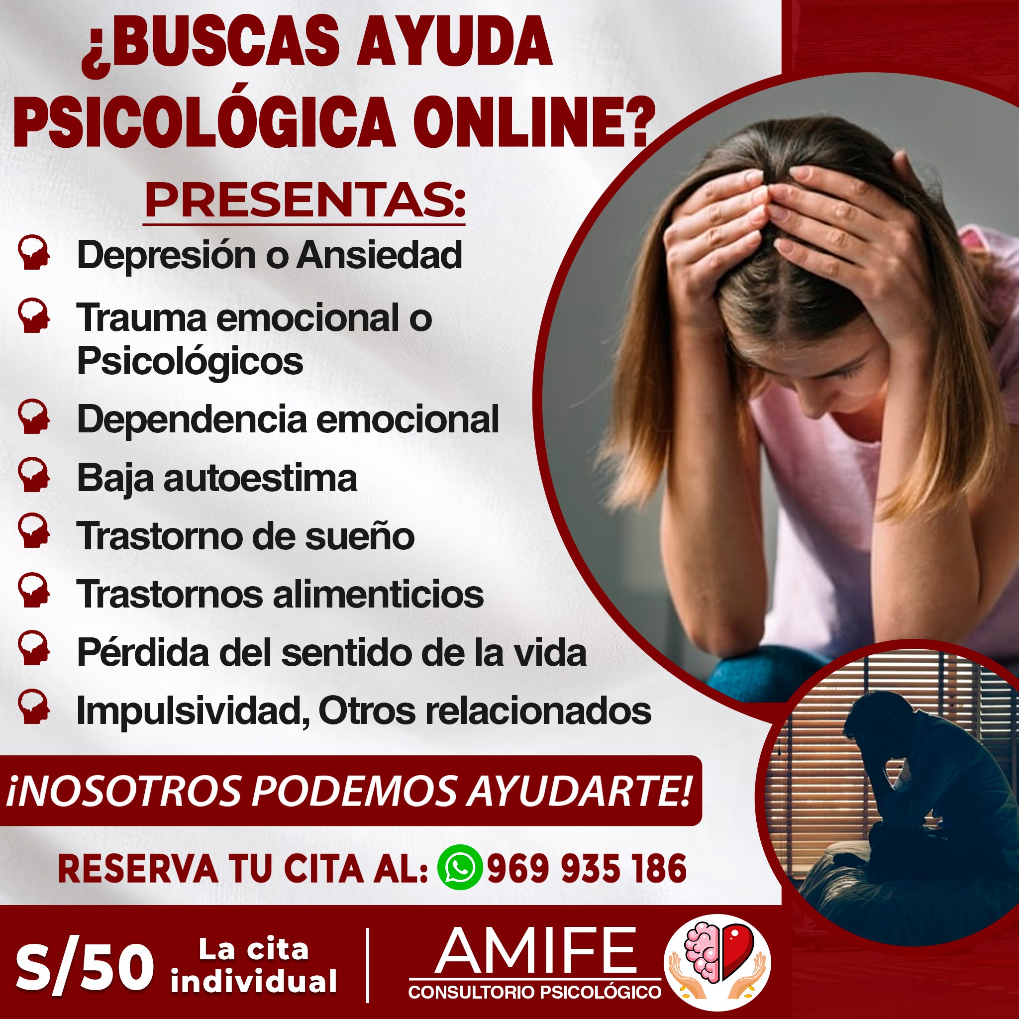Consultorio Psicológico AMIFE Facebook ad: BUSCAS TERAPIA PSICOLÓGICA ONLINE INDIVIDUAL O EN PAREJA…