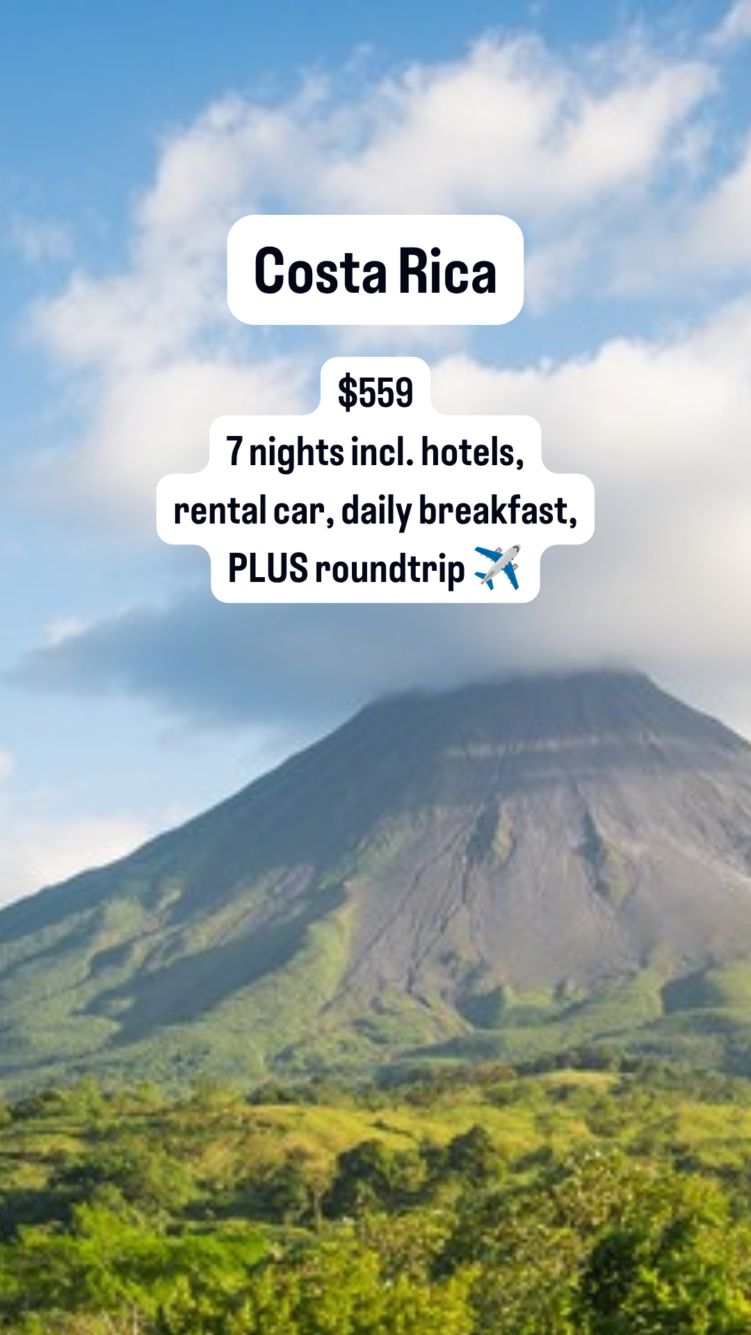 Travelzoo Facebook ad: Costa Rica: 7 Nights, $559