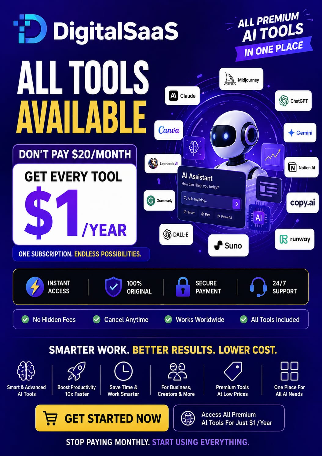 Aimsmart Review & Training Center Facebook ad: AI Tools for $1/Year