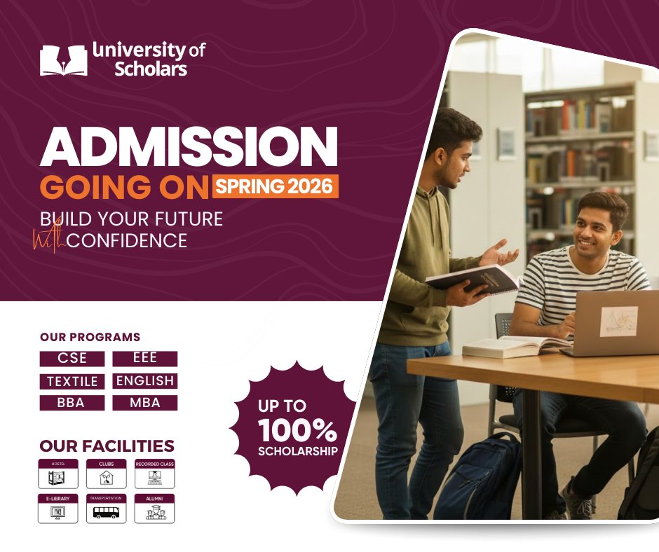 University of Scholars Facebook ad: Admission Going On | Spring 2026