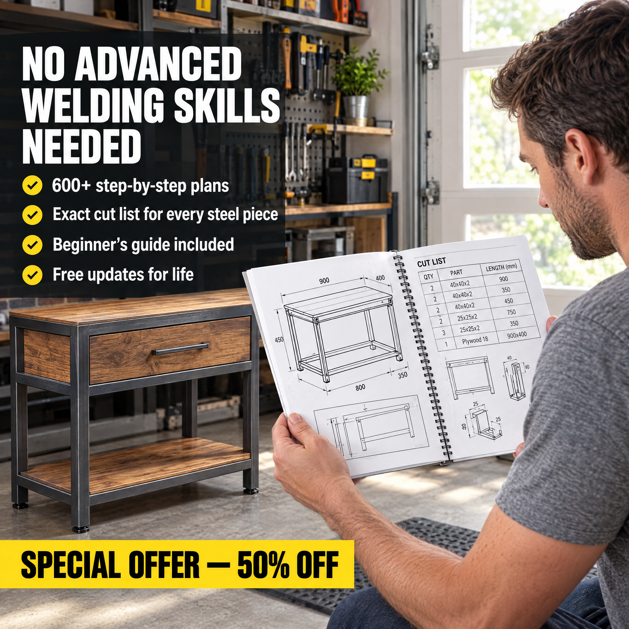 Master Crafts DIY Facebook ad: Stop Buying Furniture. Build It.