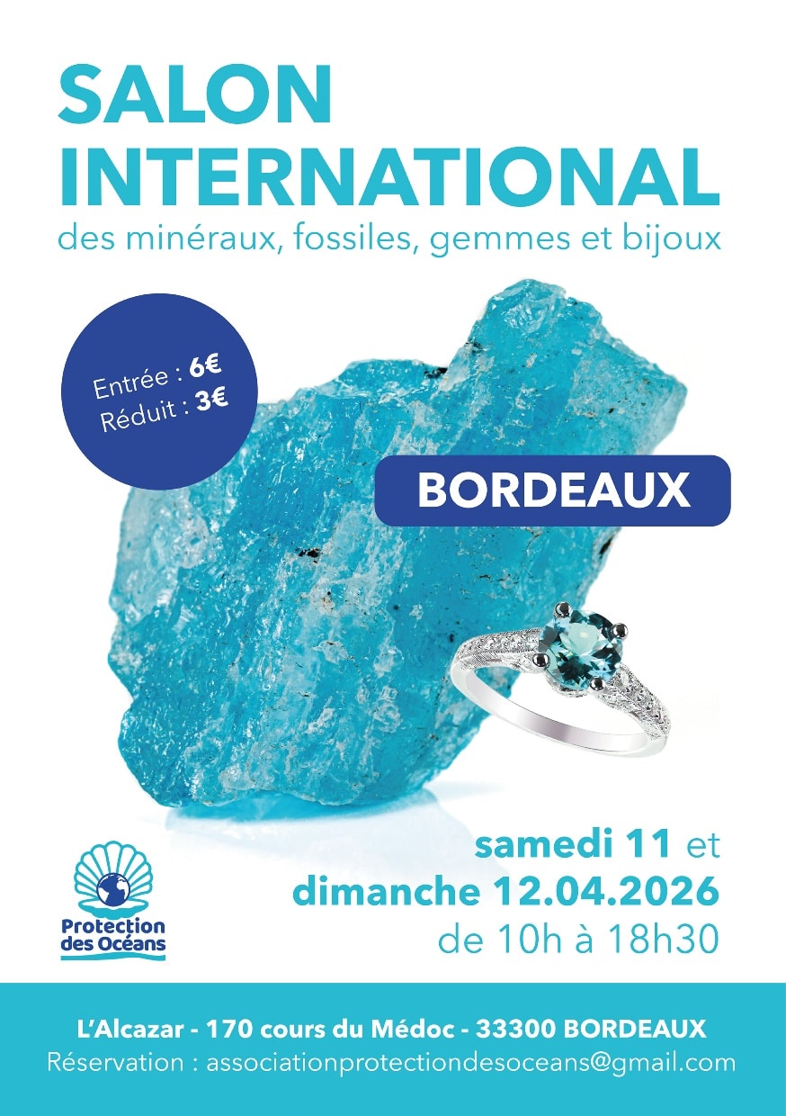 Salons des Minéraux océans Facebook ad: BORDEAUX MINERAUX 2026/