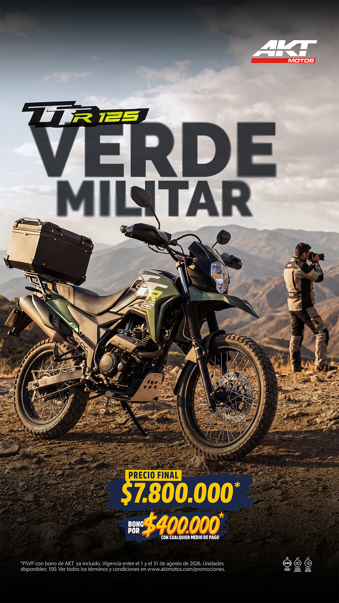 AKT Motos Facebook ad from Aug 11, 2026