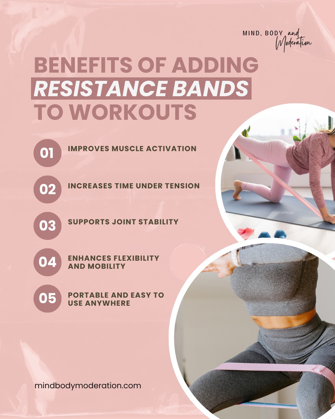 Mindbodymoderation Facebook ad: Add Resistance Bands to Your Routine