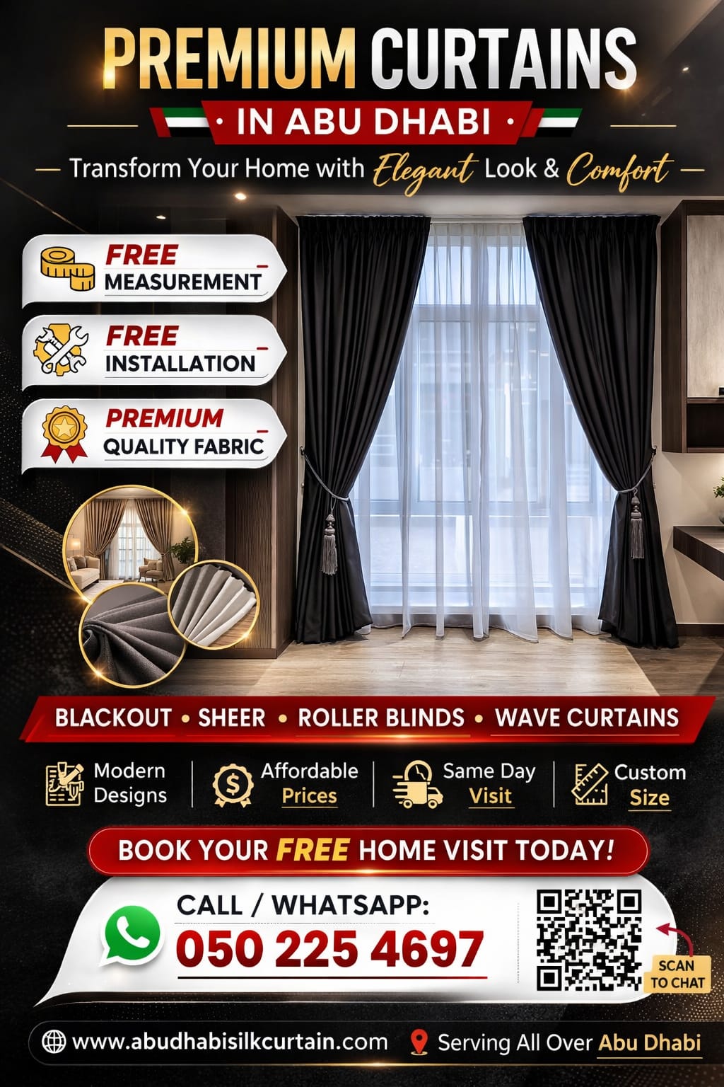 Silk curtains abu dhabi Facebook ad from May 3, 2026
