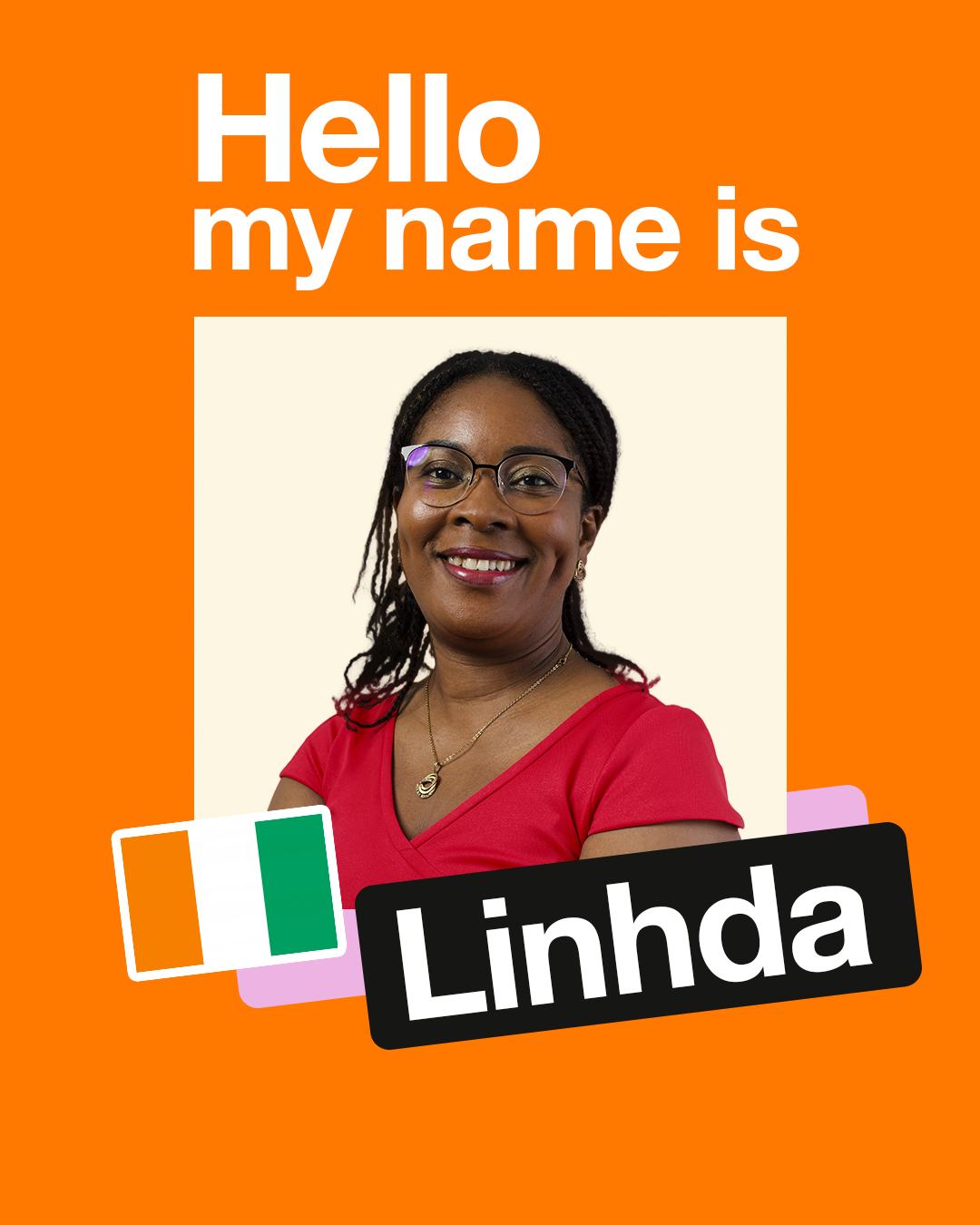 Life At Orange MEA Facebook ad: Hello! Je suis Linhda d’Orange Côte d'Ivoire