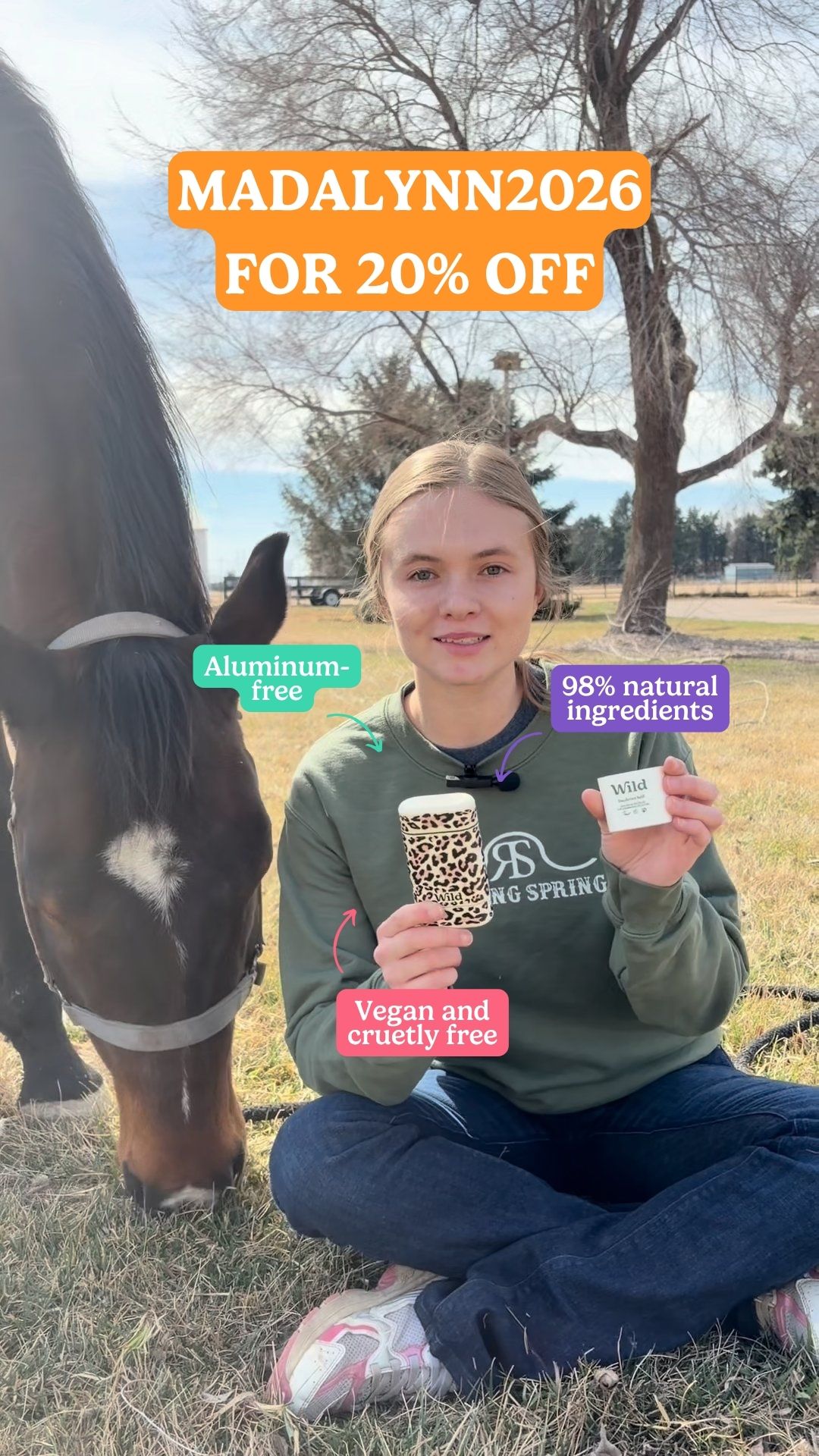 Wild Facebook ad: Get 20% off all Wild products with code MADALYNN2026