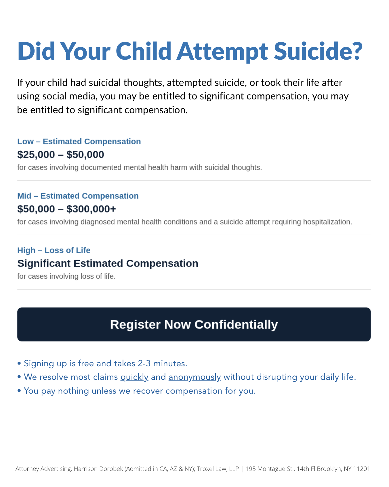 Parents Compensation Claims Facebook ad