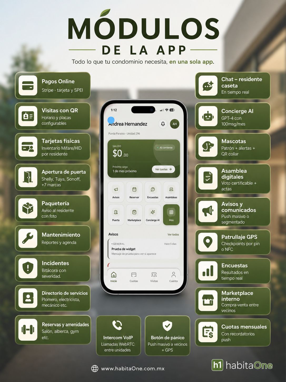 habitaOne Facebook ad: Administra tu condominio desde la app, solicita tu…