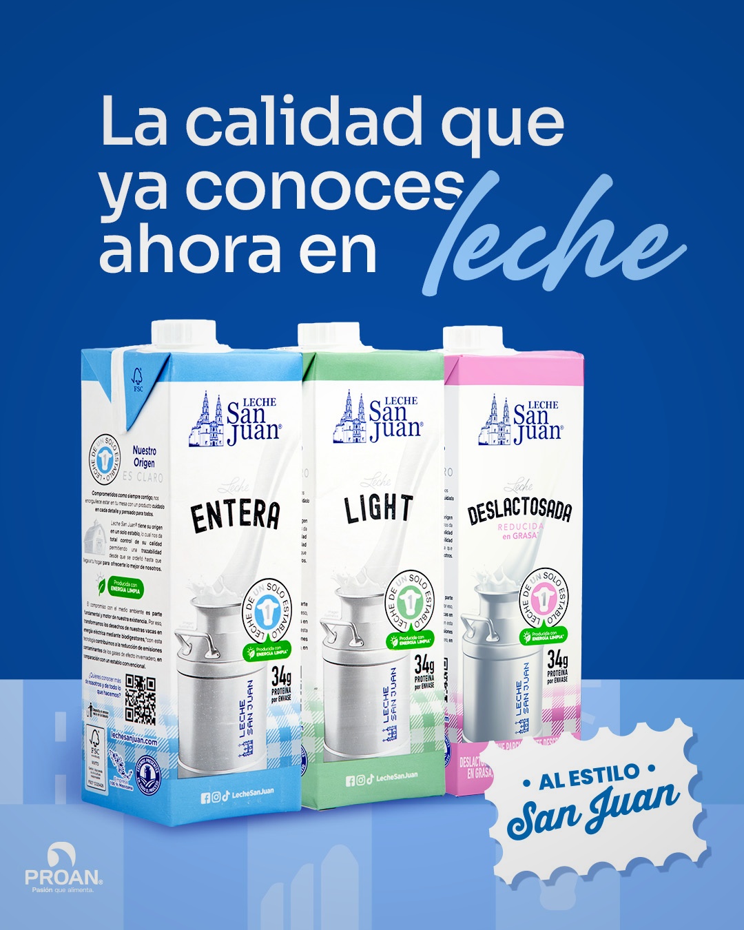 Leche San Juan Facebook ad: La misma calidad de siempre, ahora con opciones…