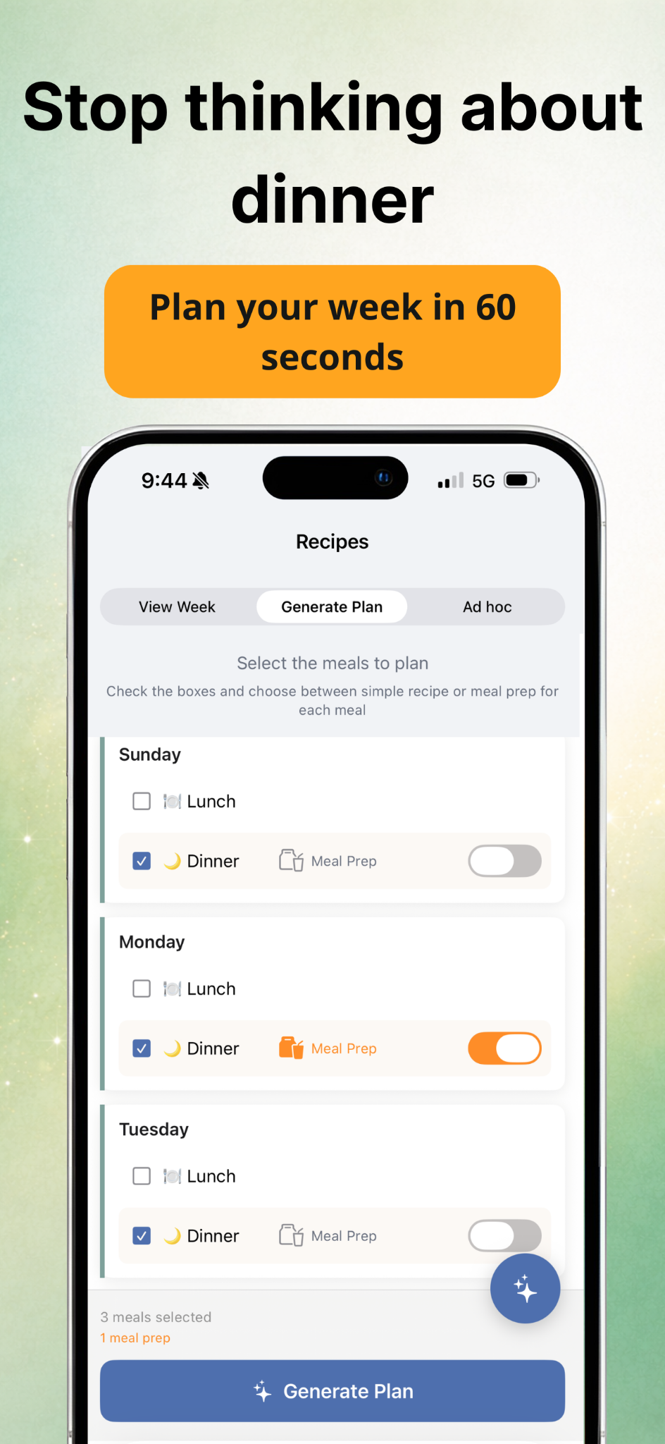Planea Facebook ad: Tired of asking What’s for dinner tonight?