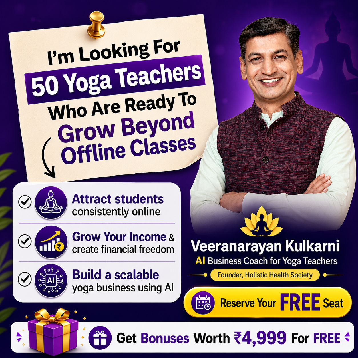 Holistic Health Society Facebook ad: Transform Teaching Beyond the Studio