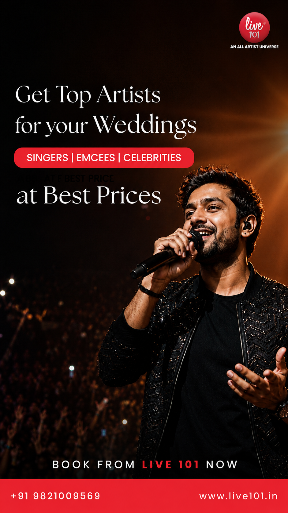 Live101 Facebook ad: Premium Wedding Entertainment