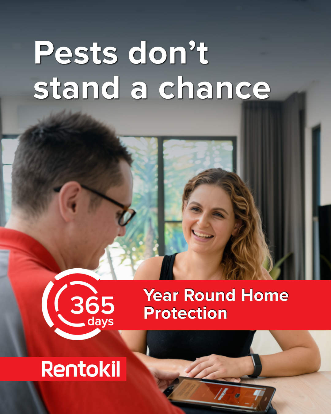Rentokil Pest Control Australia Facebook ad: Continuous 365-Day Home Pest Protection