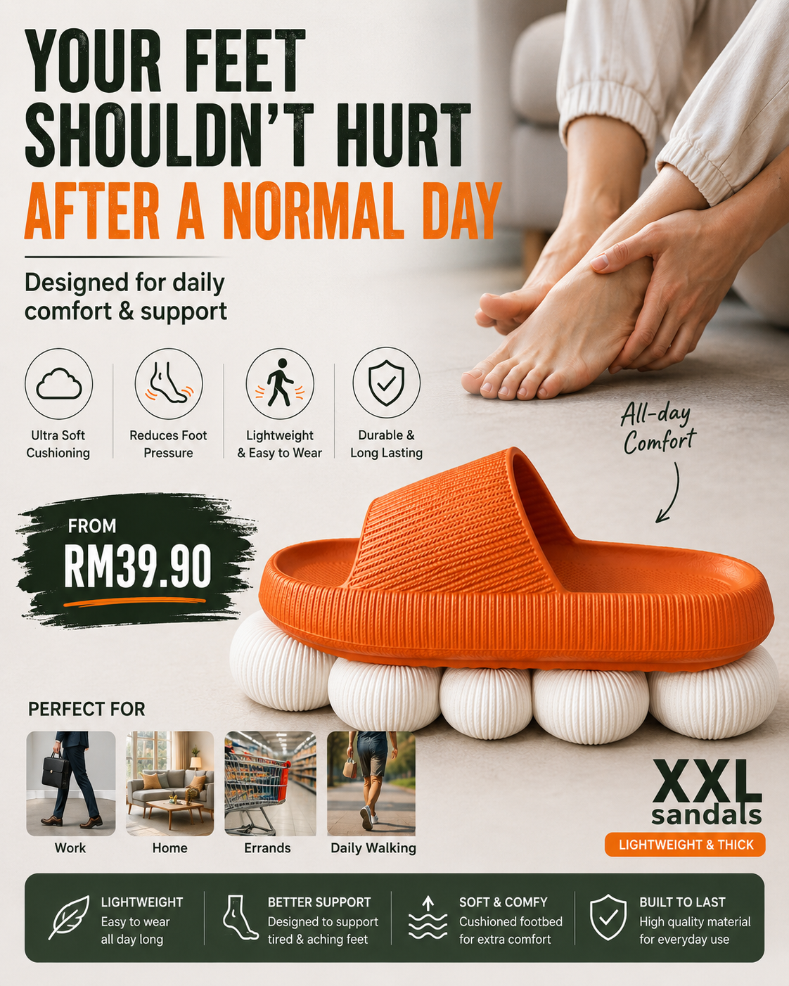 XXL Sandals Facebook ad: Walk comfortably all day