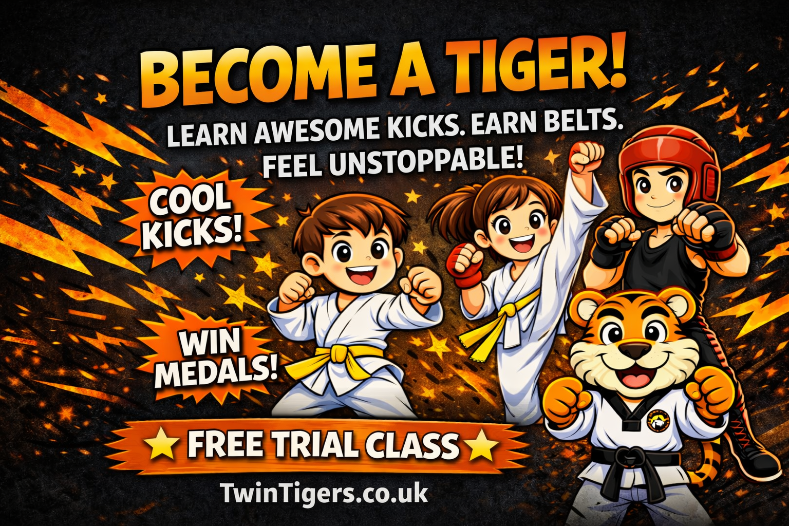 Twin Tigers Martial Arts & Fitness Facebook ad from Mar 11, 2026