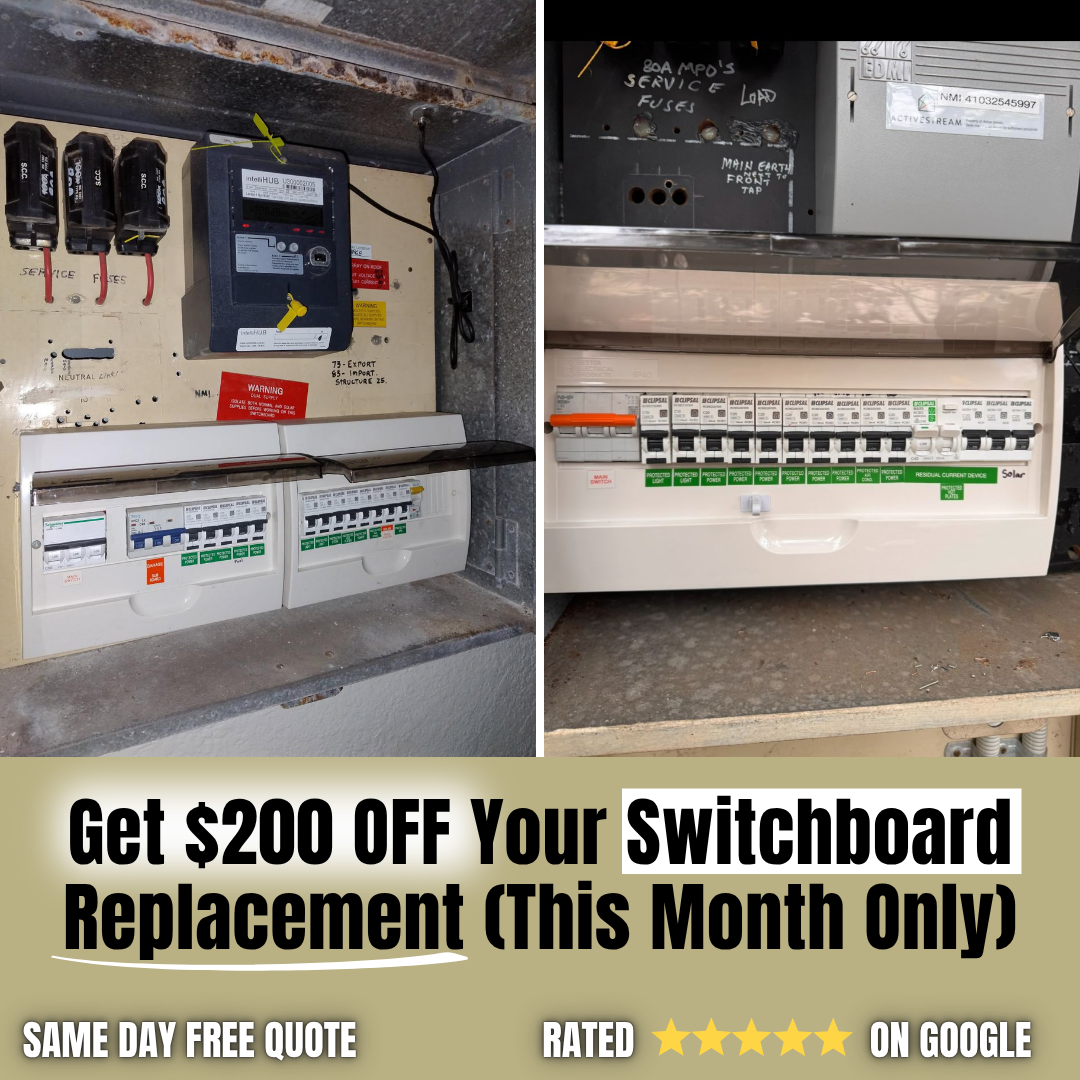 Neurospark electrical solutions Facebook ad: Get $200 Off Your Switchboard Replacement (This Month Only)