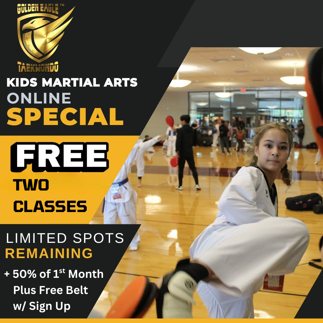 Golden Eagle Taekwondo Morton Ranch TX Facebook ad: NEW SPECIAL: 2 FREE CLASSES