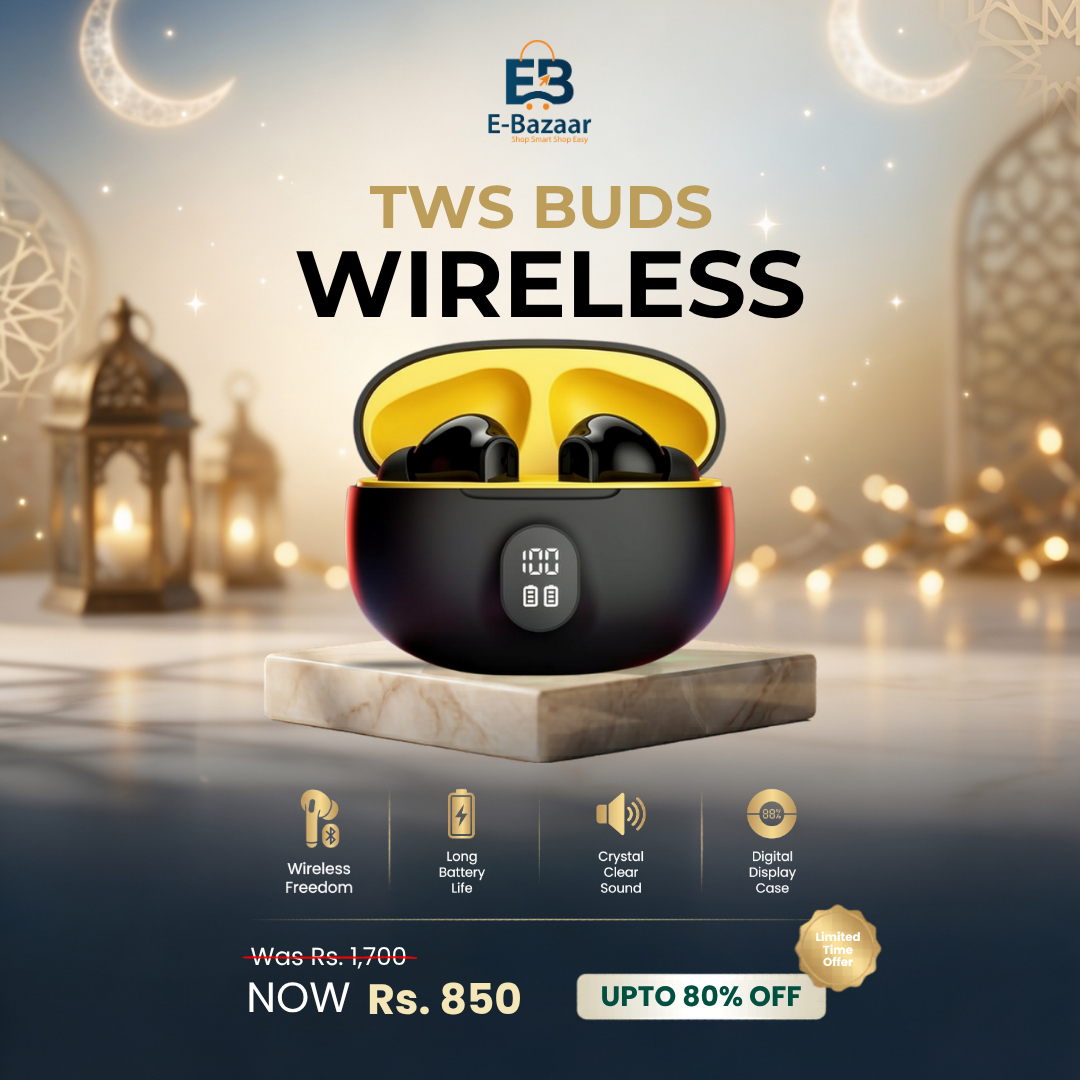 E-Bazaar Online Facebook ad: TWS Buds Wireless Now Only Rs 850