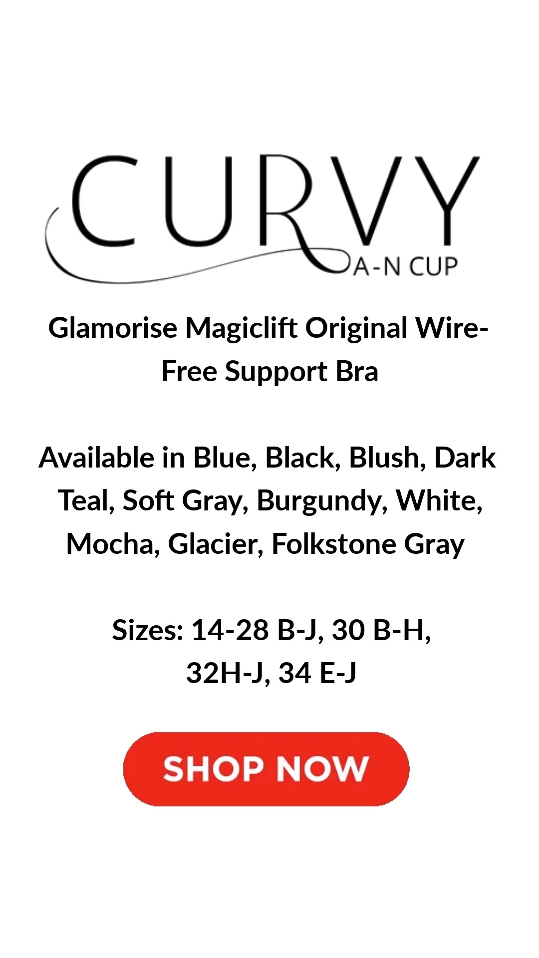 Curvy Bras Facebook ad: Glamorise Magiclift