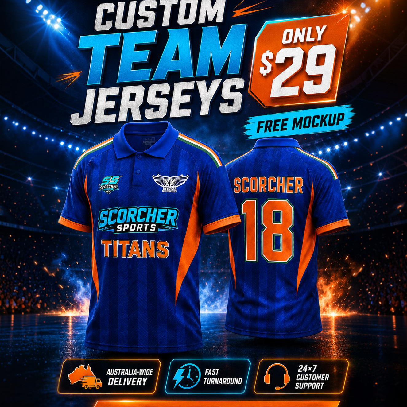 Scorcher Sports Facebook ad: Custom Teamwear Made for Your Club from $29