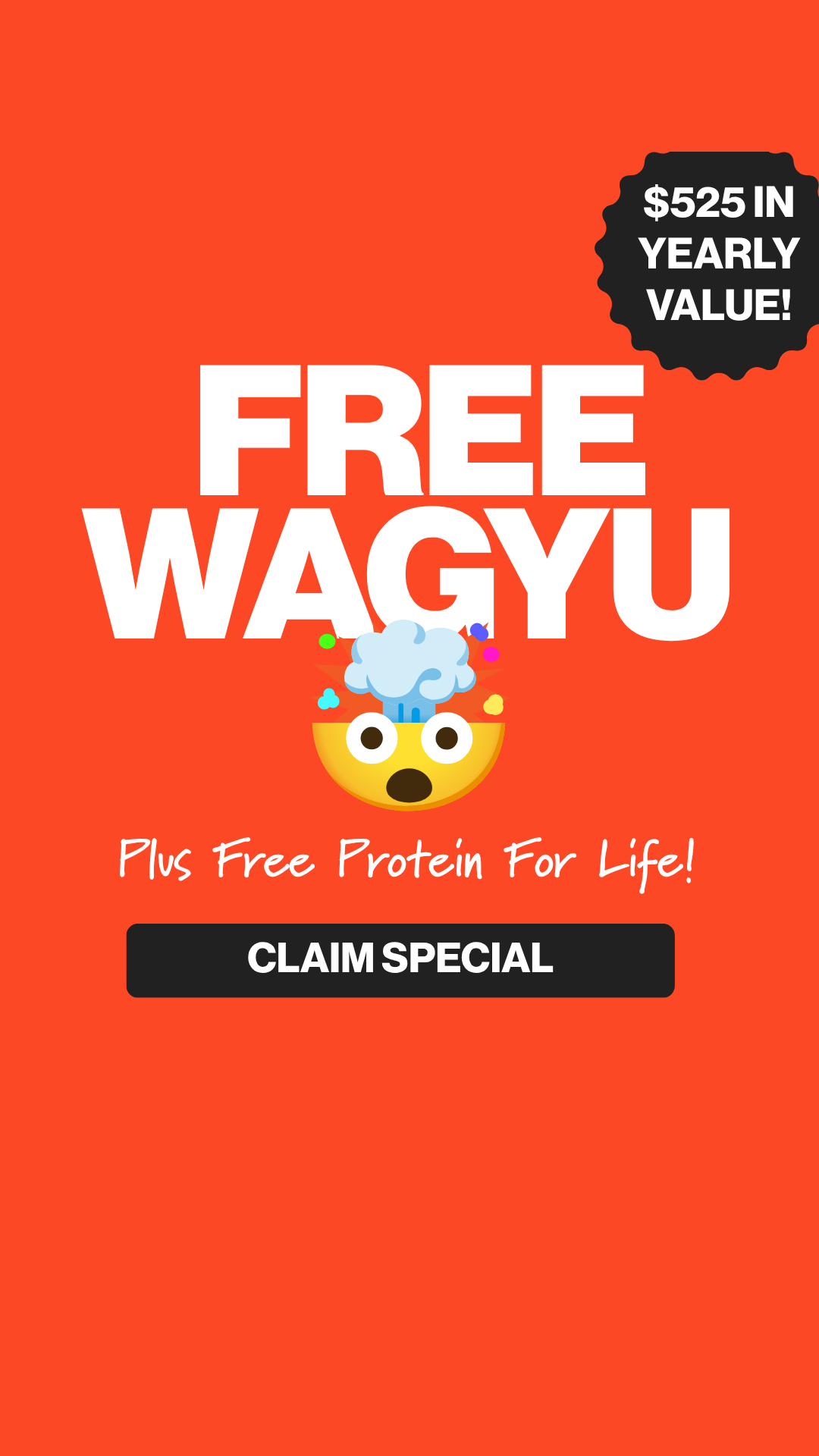 ButcherCrowd Facebook ad: Free Wagyu, plus free protein for life