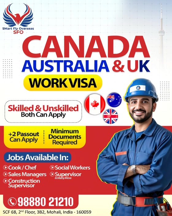 Smartflyoverseas.com Facebook ad: Canada, Australia & UK Work Visa