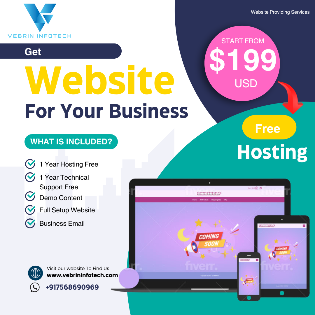 Vebrin Infotech Facebook ad: Get website for your business, starting from $199…