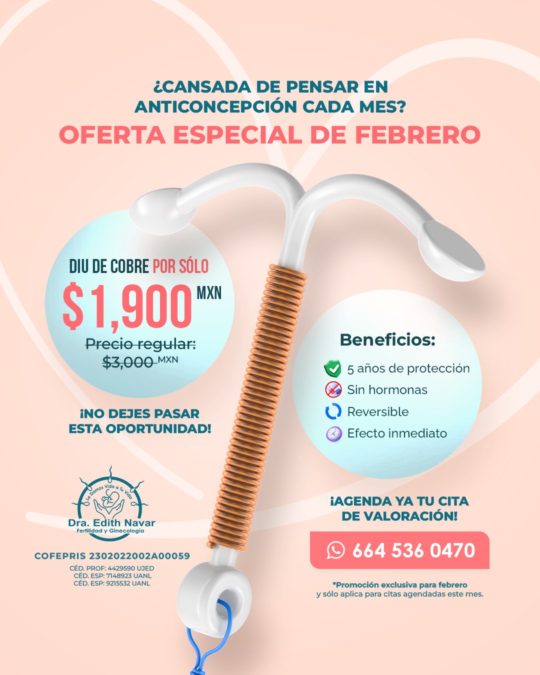 Dra Edith Navar Vizcarra -Fertilidad + Ginecologia Facebook ad: ¿Harta de pastillas, parches o inyecciones?