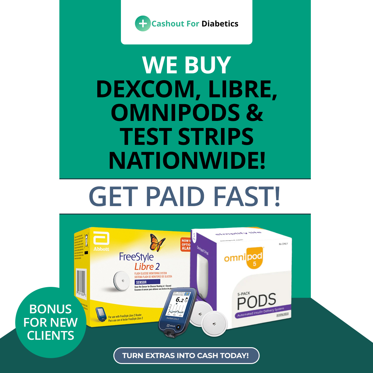 Cashout For Diabetics Facebook ad: Call Now to Start!
