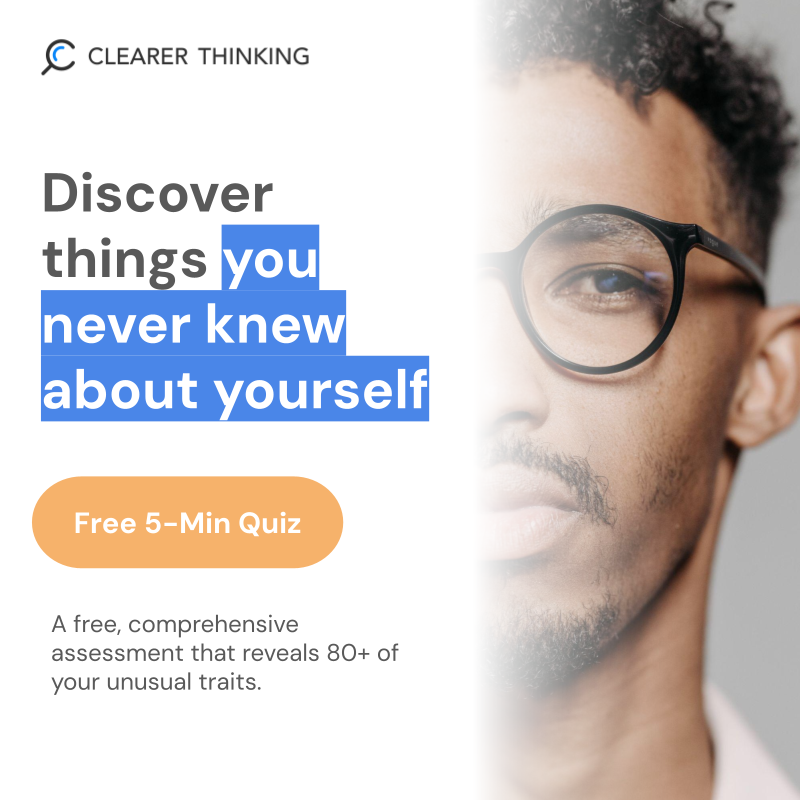 ClearerThinking.org Facebook ad: Discover Your Rare Traits