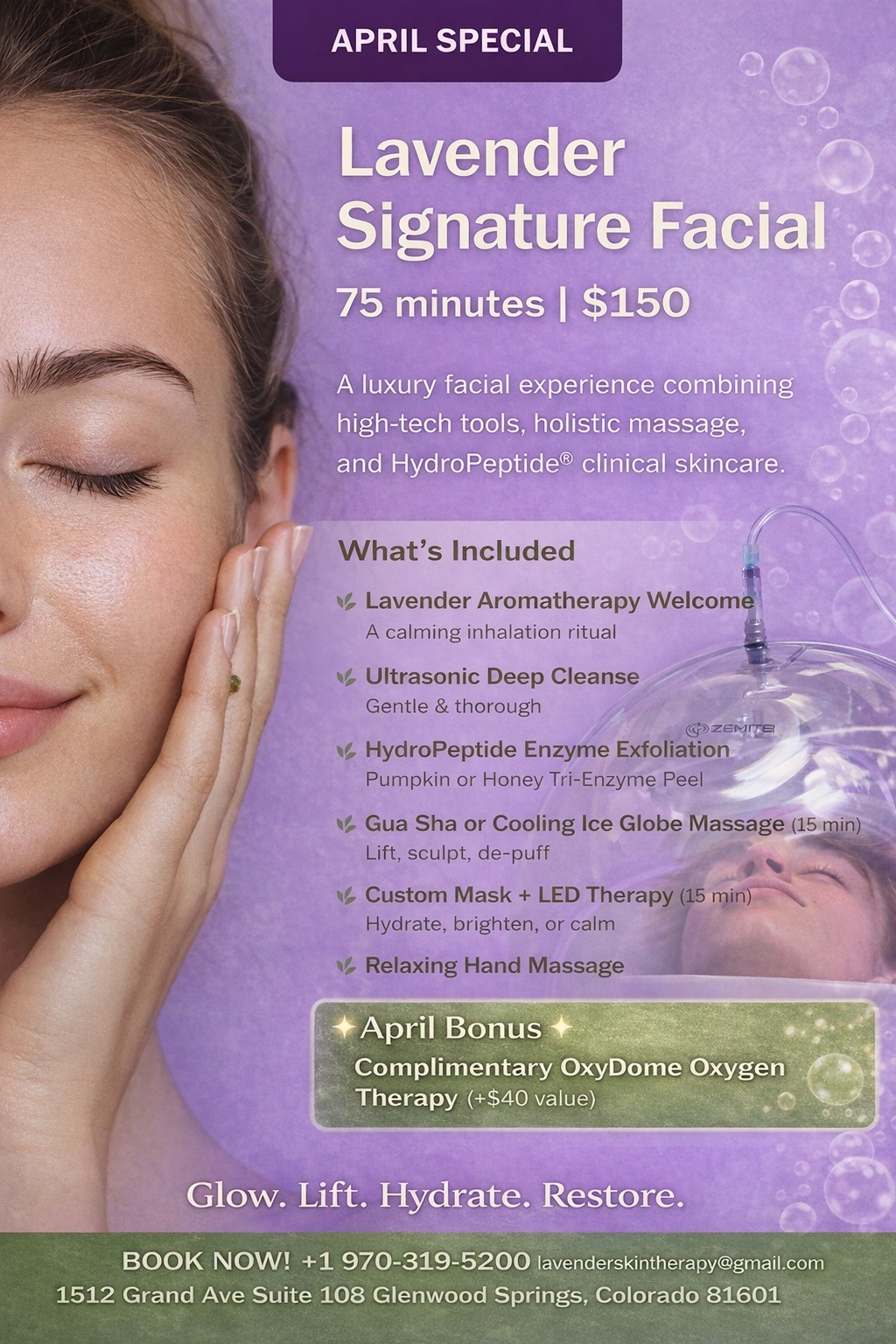 Lavender Skin Therapy Facebook ad: April Spa Specials | Facials & Massage in…