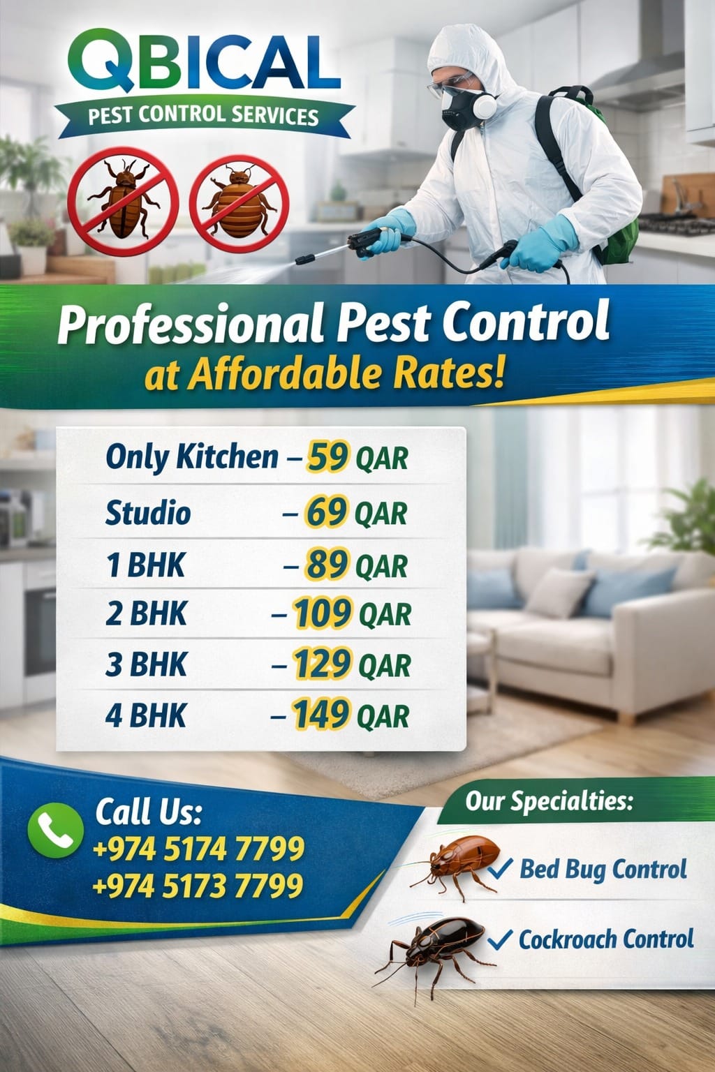 Pest control Facebook ad: 60 QAR PEST CONTROL START