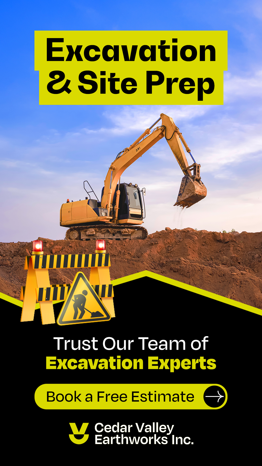 Cedar Valley Earthworks Facebook ad from Feb 11, 2026