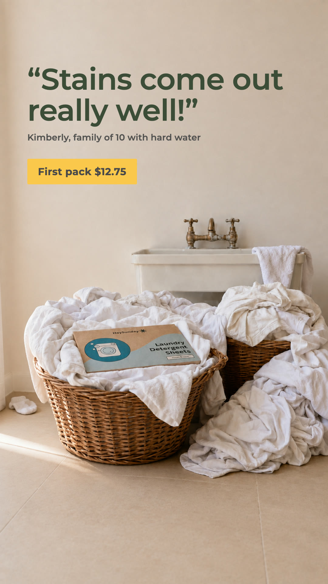 HeySunday Facebook ad: Laundry Just Got a Whole Lot Greener