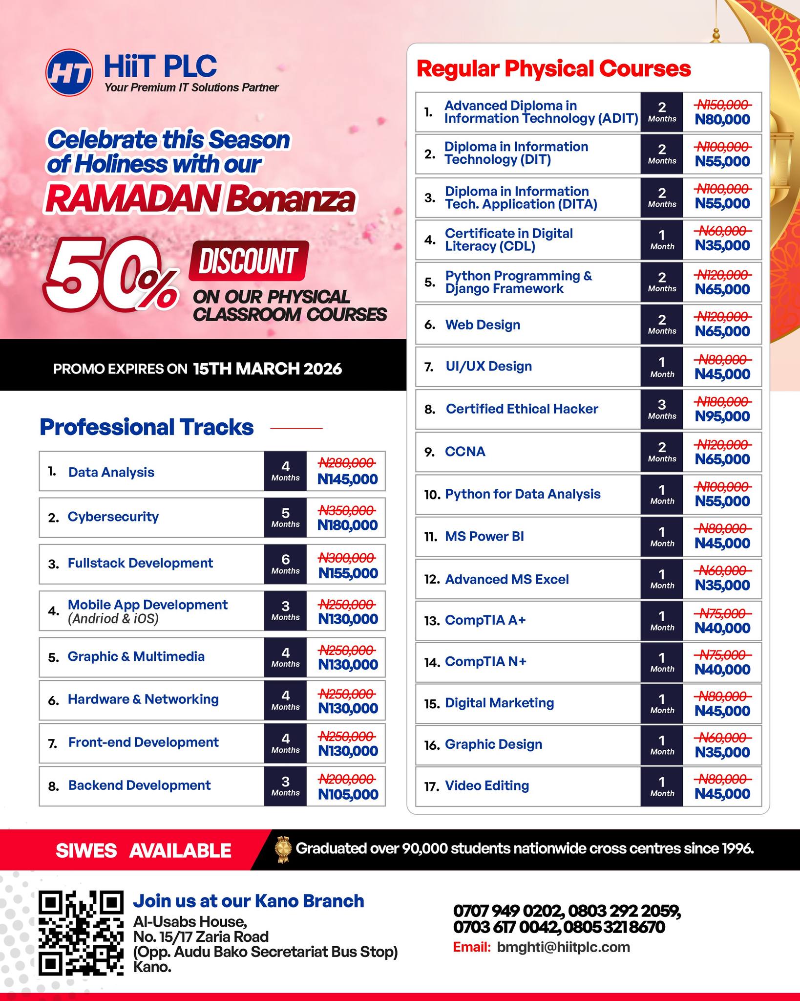 HiiT Training Institute, Kano Centre Facebook ad