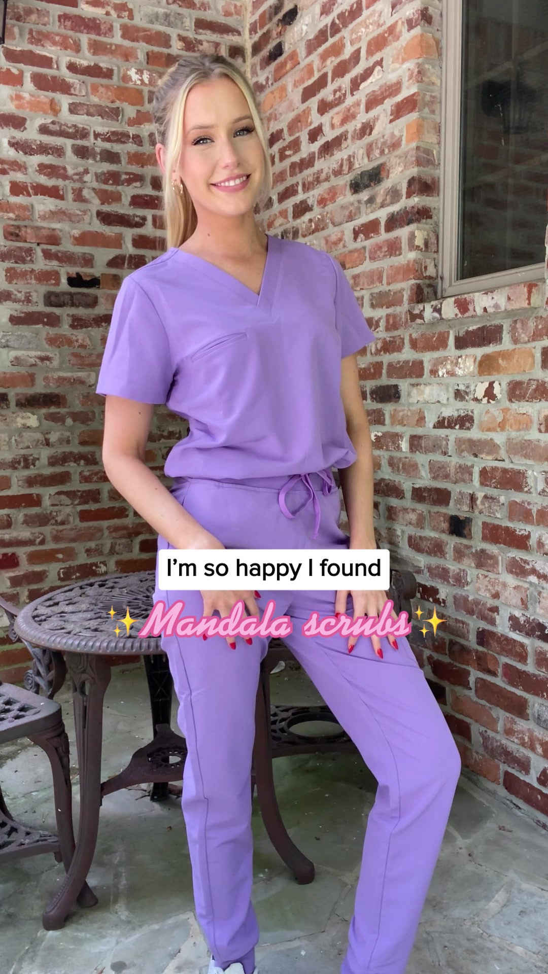 Mandala Scrubs Facebook ad: Premium Scrubs At Honest Prices.