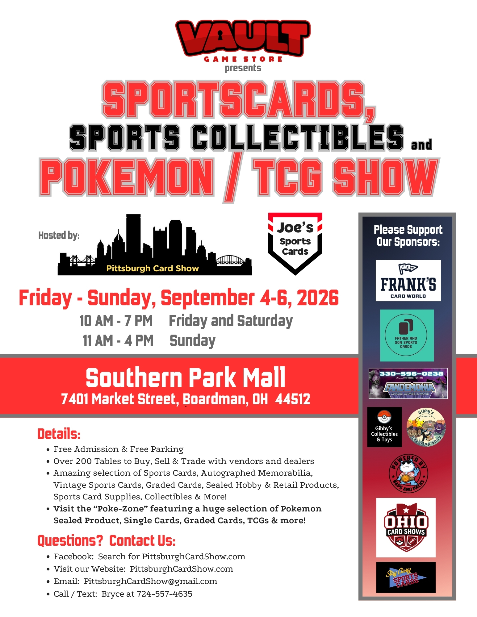 Pittsburgh Card Show Facebook ad: Sports Cards, Sports Collectibles, Pokémon & TCG SUPER…