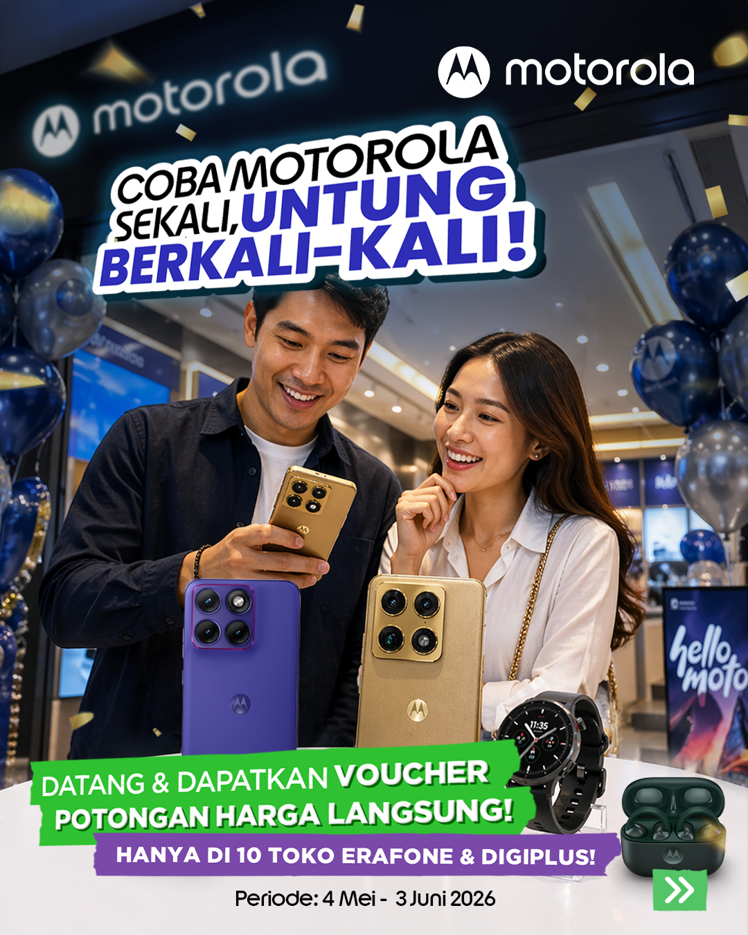 Motorola Indonesia Facebook ad: Sekarang bisa touch & feel semua tipe Motorola…