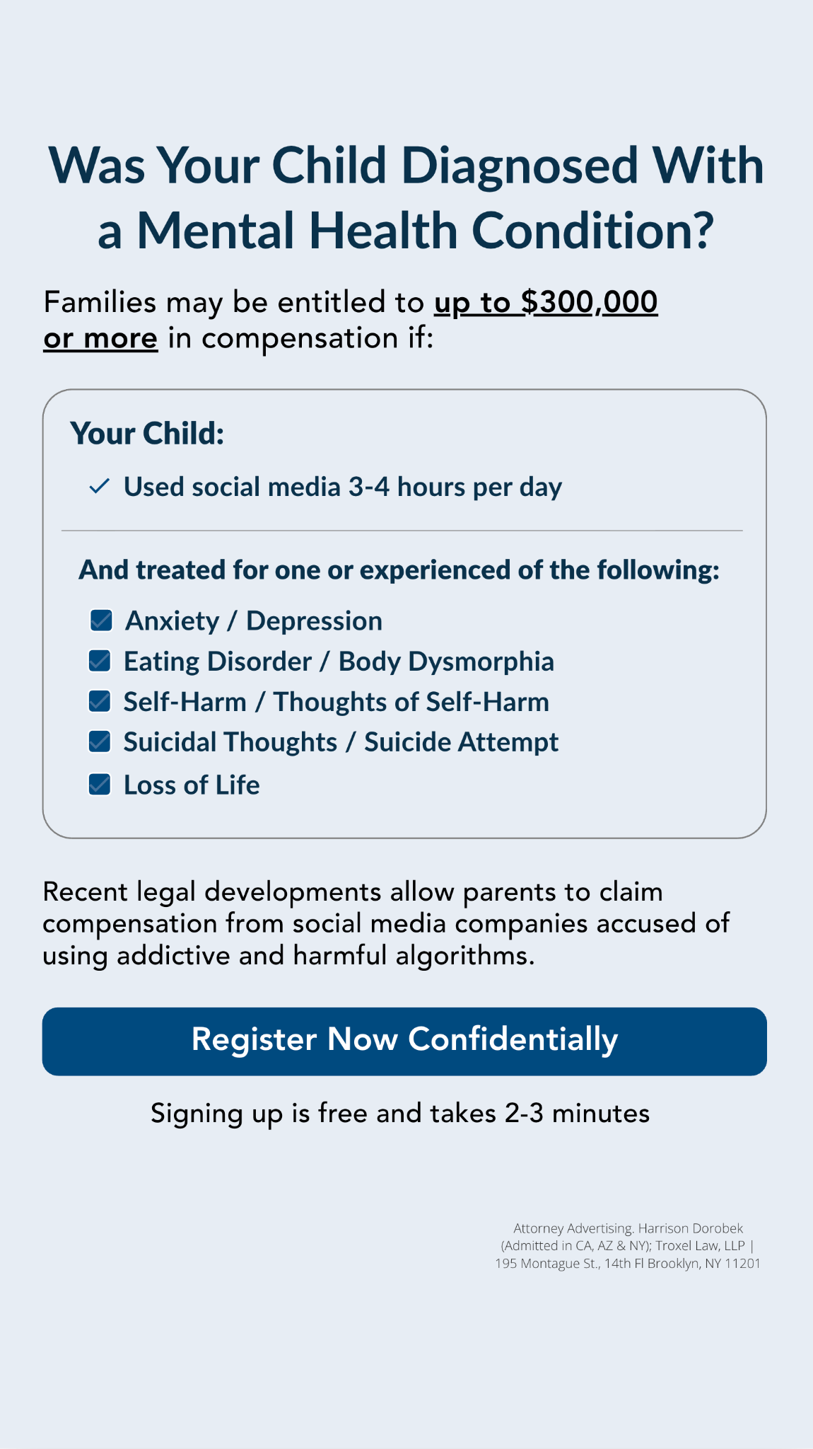 Parents Compensation Claims Facebook ad