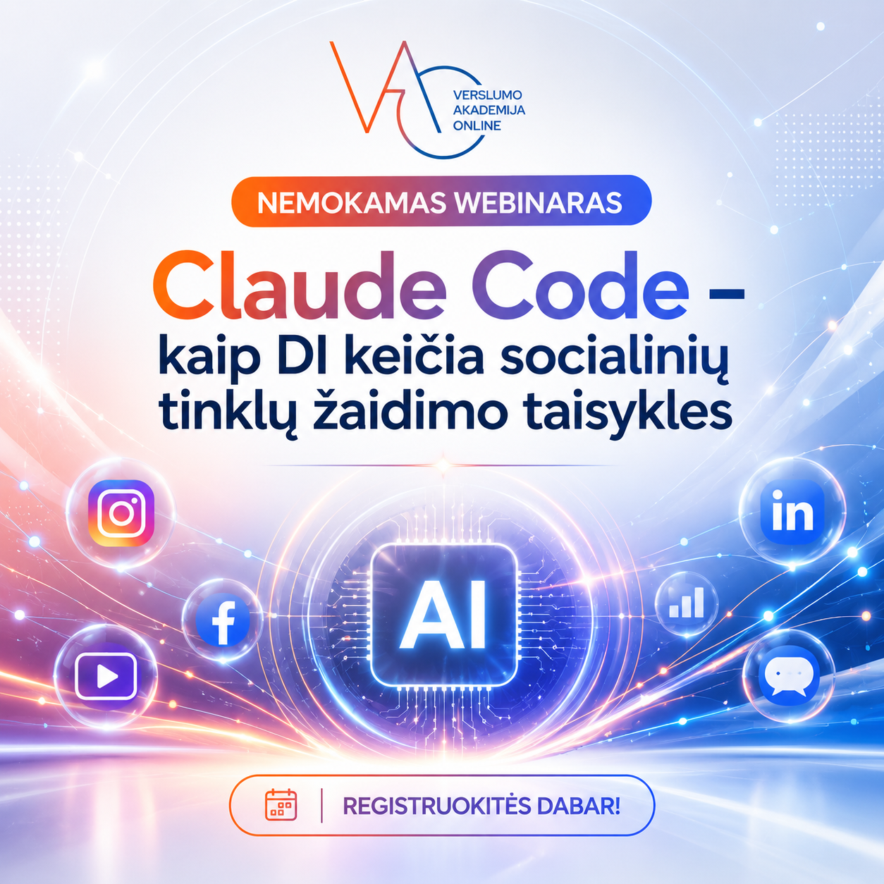 Verslumo Akademija Online Facebook ad: Išnaudok tikrąsias DI galimybes