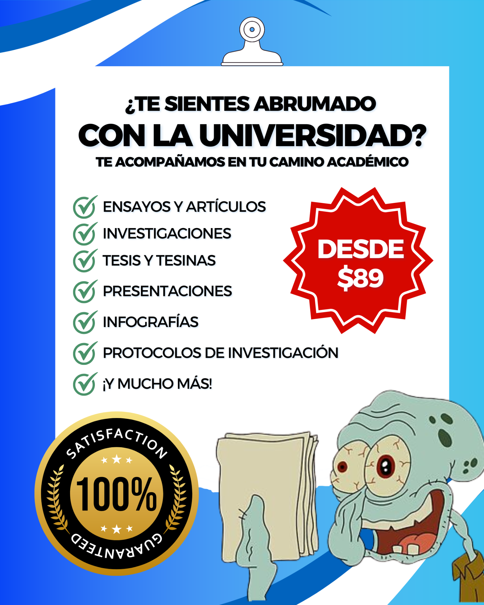 Nerdito Tareas Facebook ad: ¿Te sientes abrumado con la universidad? Te acompañamos en…