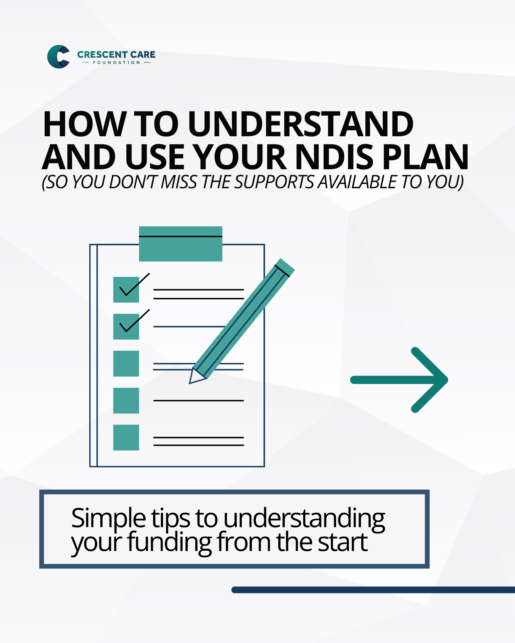 Crescent Care Foundation Facebook ad: Most NDIS participants don’t use their funding fully.