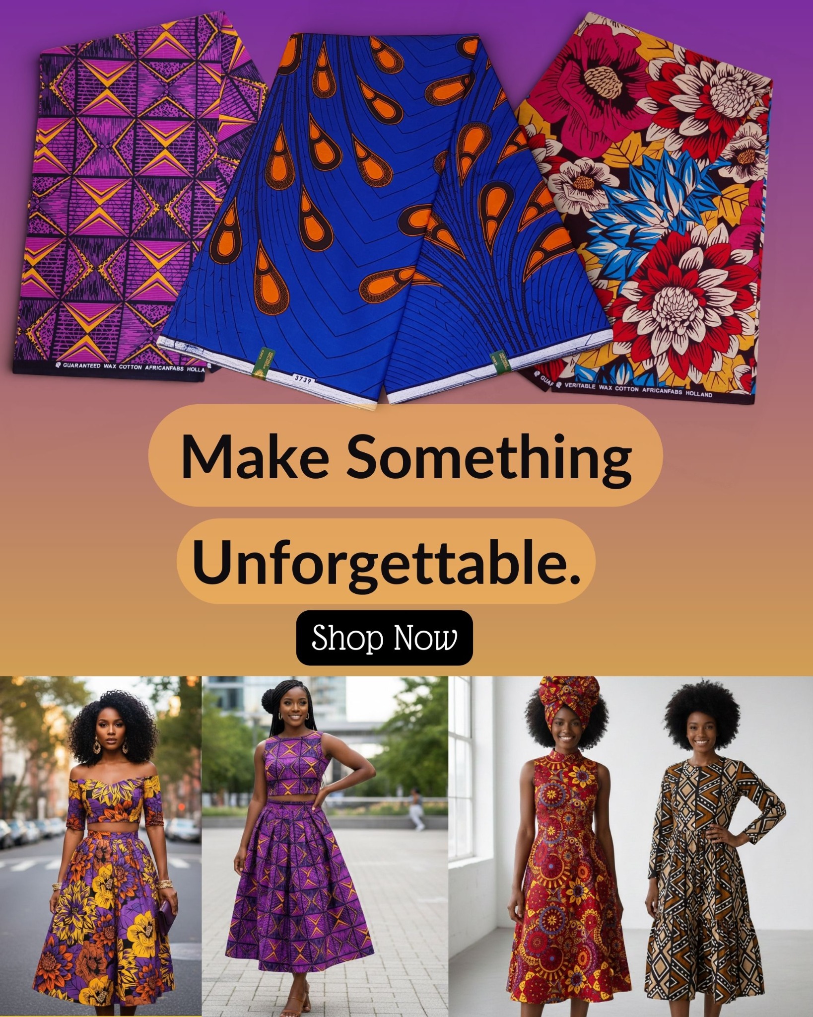 AfricanFabs Facebook ad: Tissu Africain