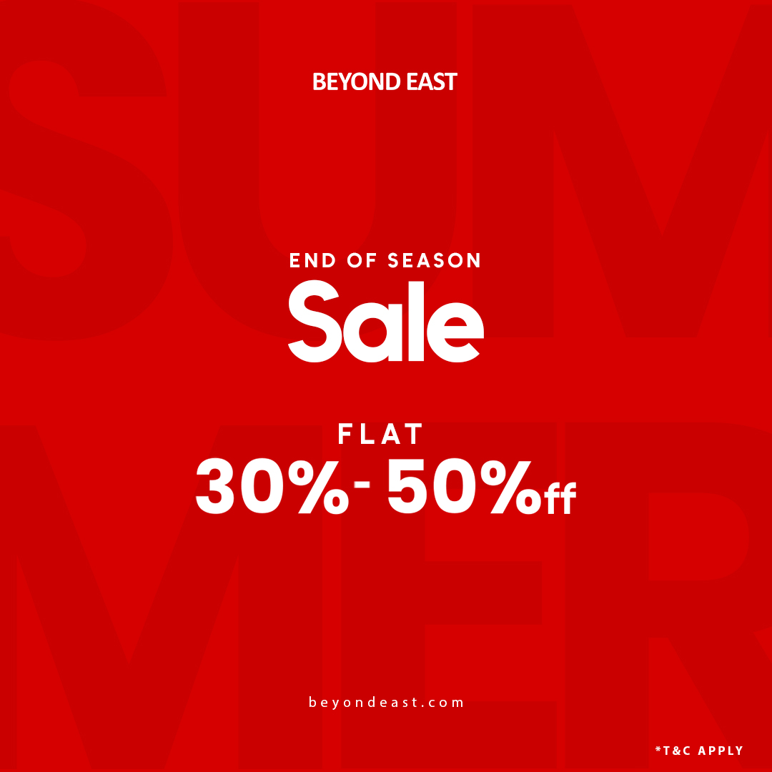 Beyond East Facebook ad: End of Season Sale, Flat 30% & 50% Off