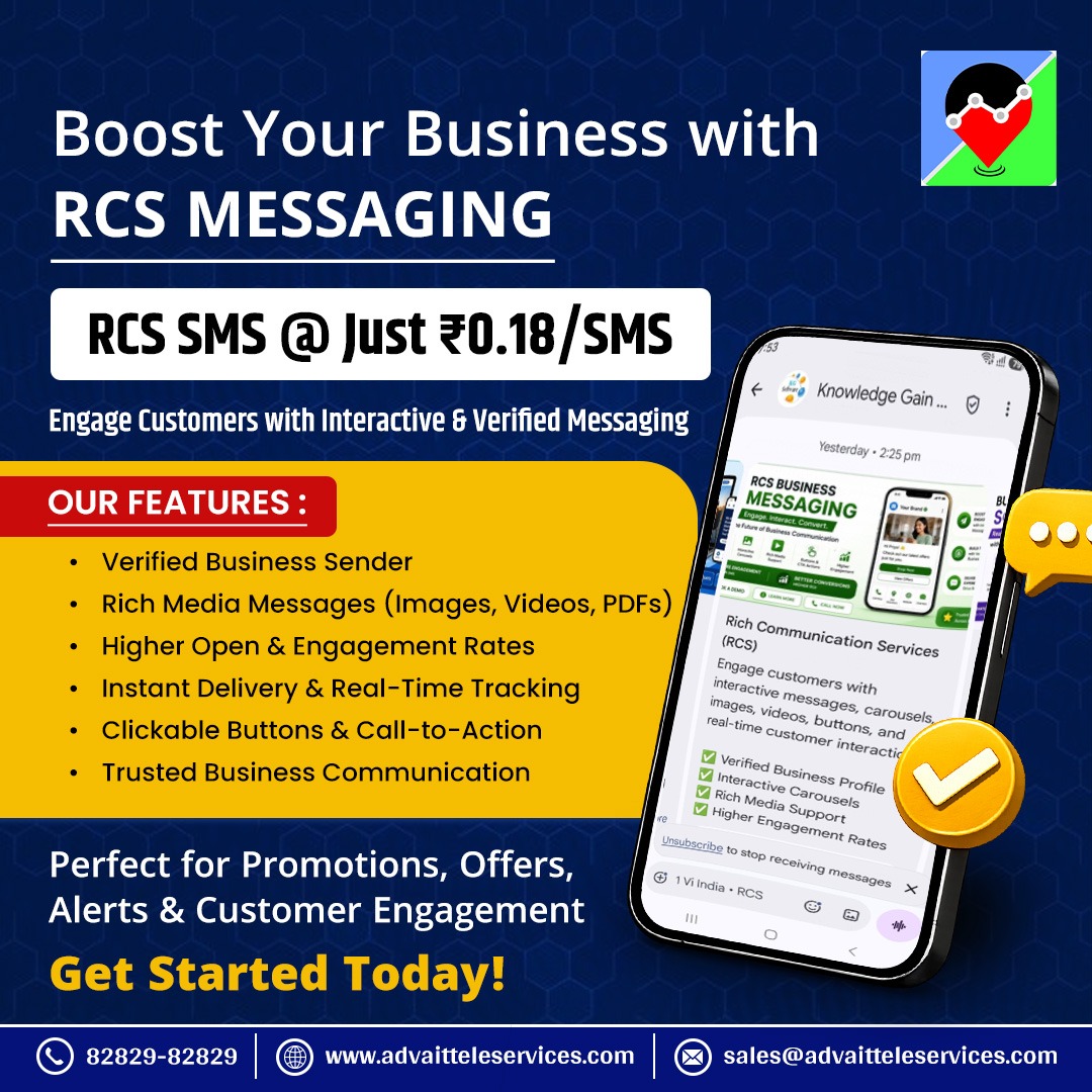 Advait Teleservices Facebook ad: RCS Messaging Service @ Just ₹0.18 /SMS
