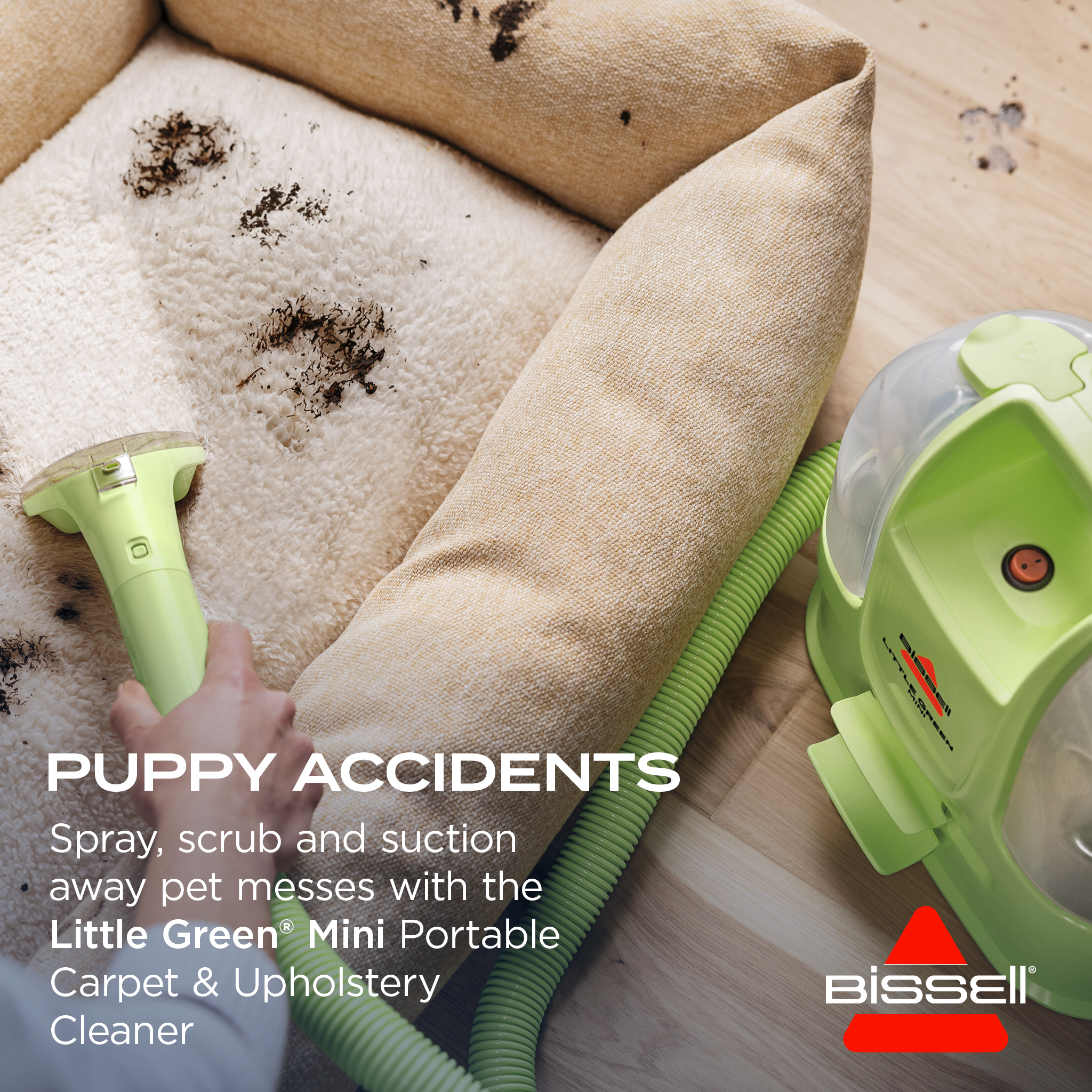 BISSELL Canada Facebook ad: Dropped food, muddy paws, unexpected accidents.