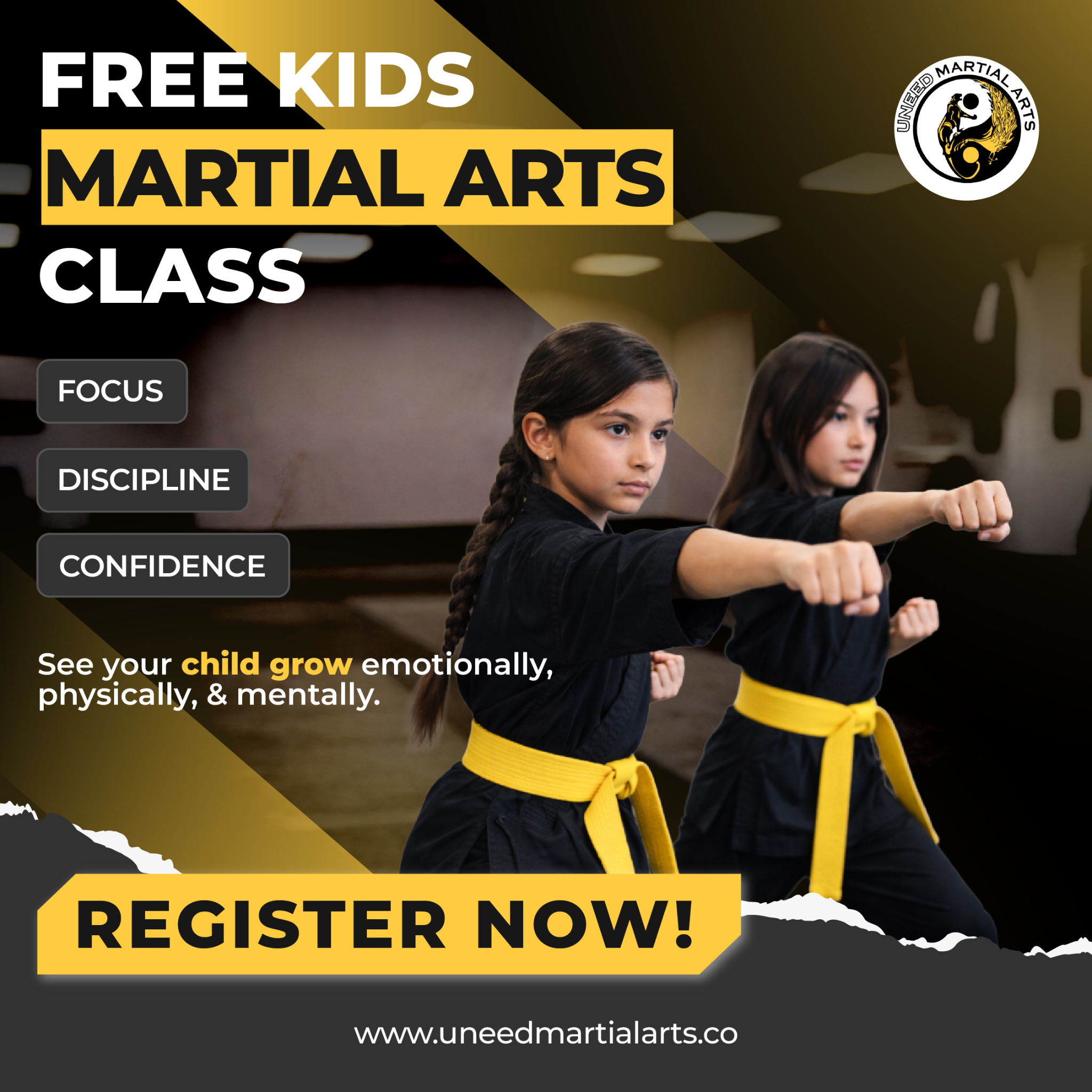 Uneed Martial Arts Facebook ad: Free Kids Intro Lesson!
