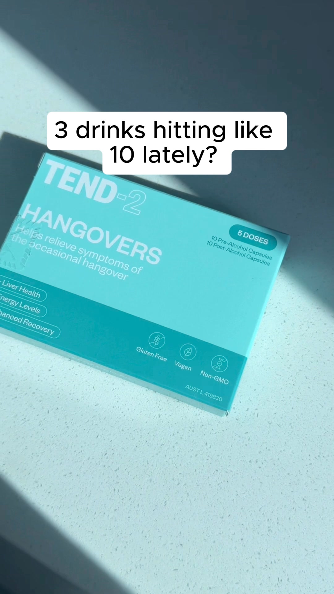 Tend-2 Facebook ad: Over 1,000,000 hangover-free mornings (& counting)