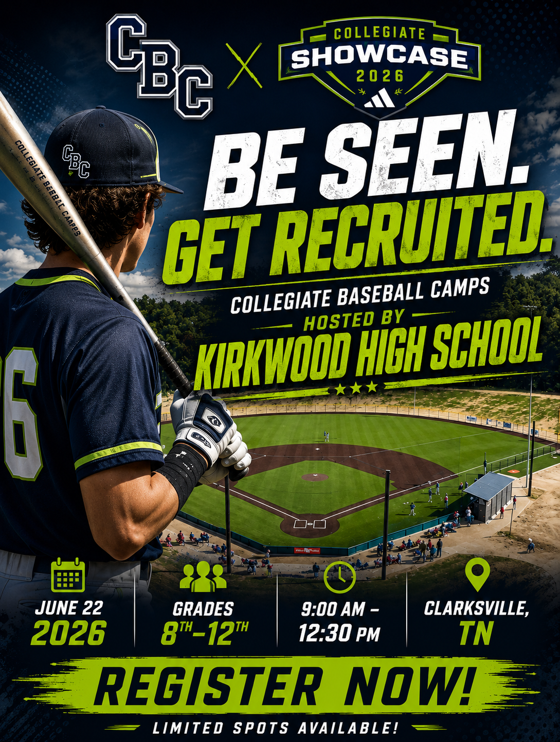 Collegiate Baseball Camps Facebook ad: Spots are limited. Register now!